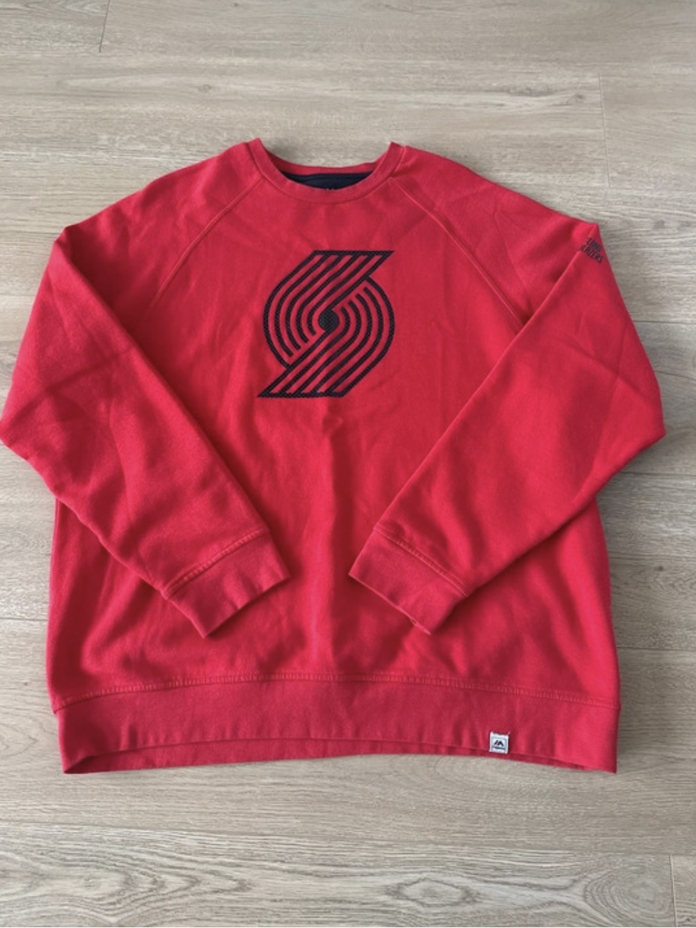 Majestic Portland Trail Blazers Pinwheel Logo Crewneck Sweatshirt NBA Red XL